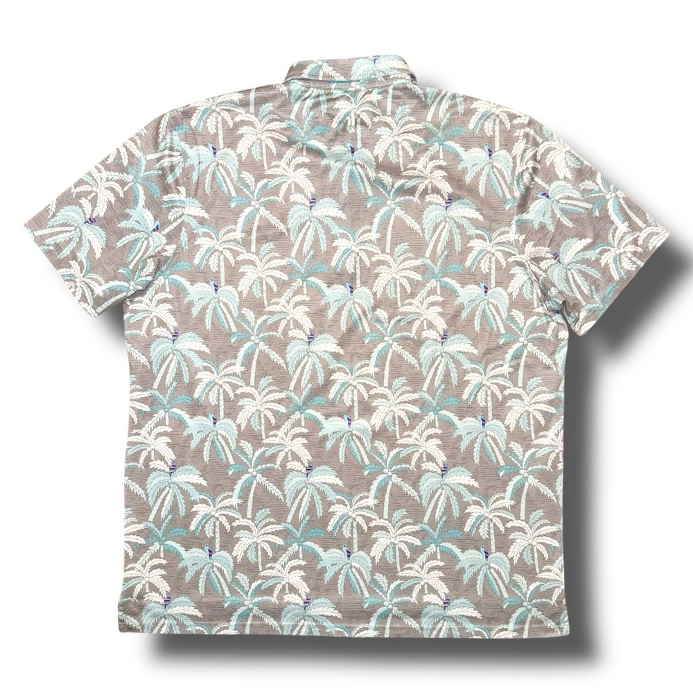 JOHNNIE-O Polo Shirt XL Cha‎ Cha Tropical Performance Stretch Palm Tree Parrot - Picture 3 of 5